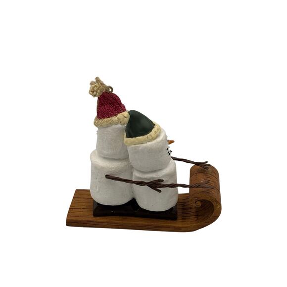 The Original S'mores Midwest Sledding Snowman Couple Christmas Ornament - Picture 3 of 6